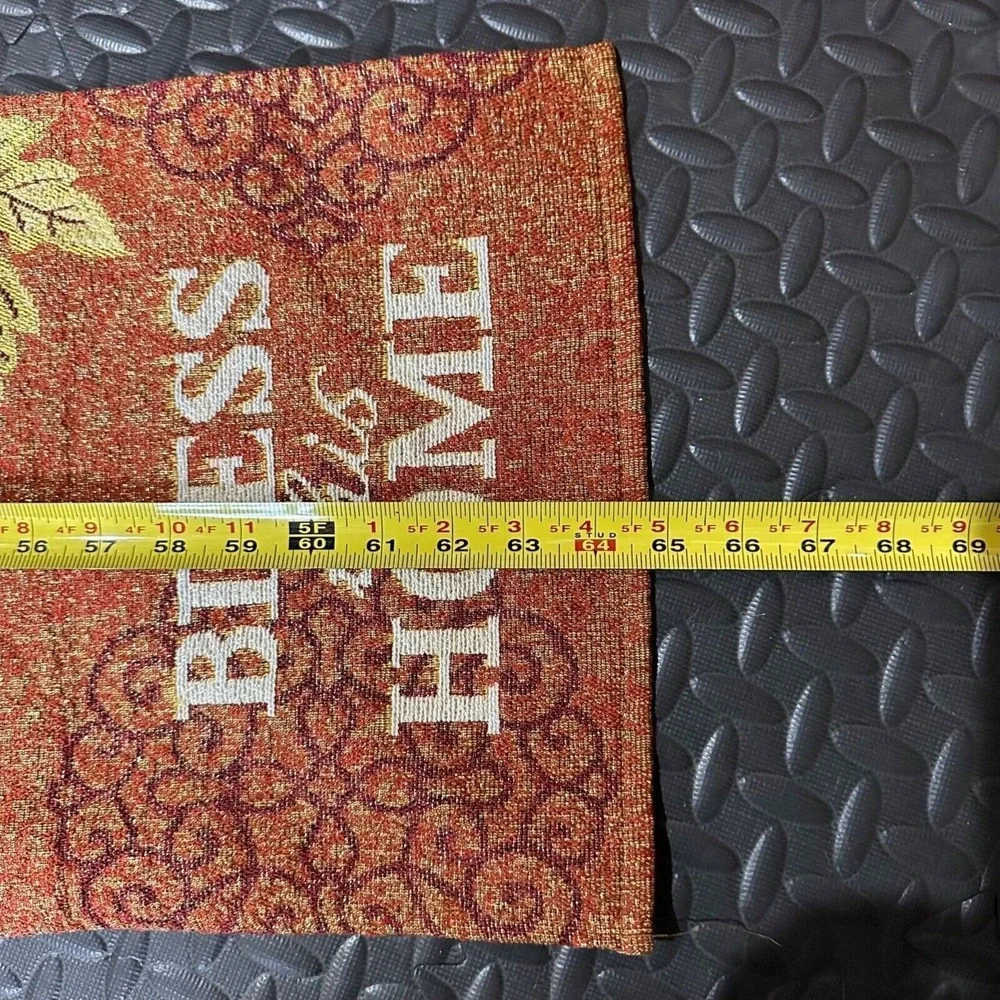 Bless‎ This Home Autumn Leaf Table Runner 12x65 Woven Tapestry Fall Decor Rustic